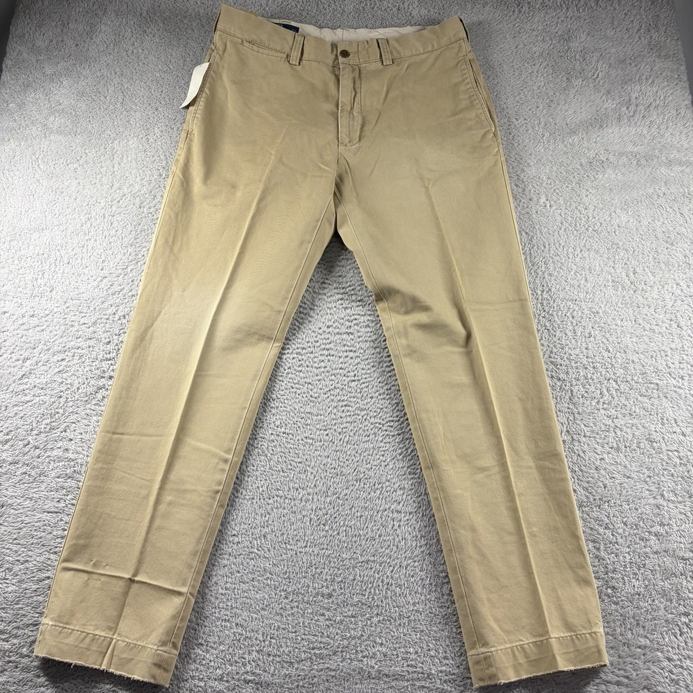Polo Ralph Lauren Bleeker Pants Mens 36x32 Khaki Chino Factory Distress NWT